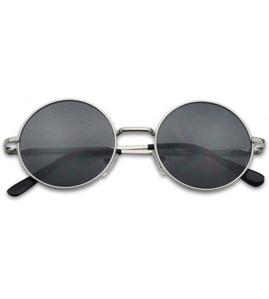 Round John Black 60'S Hippie Sunglasses Smoke Hippy Glasses - CK114N8L4VL $20.24