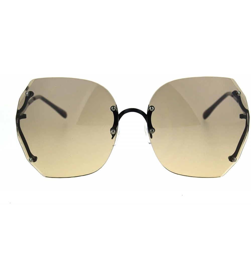 Butterfly Womens Rimless Oversize Butterfly Gradient Lens Fashion Sunglasses - Black Light Brown - CR1852ZYNE8 $22.83