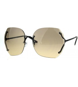 Butterfly Womens Rimless Oversize Butterfly Gradient Lens Fashion Sunglasses - Black Light Brown - CR1852ZYNE8 $22.83