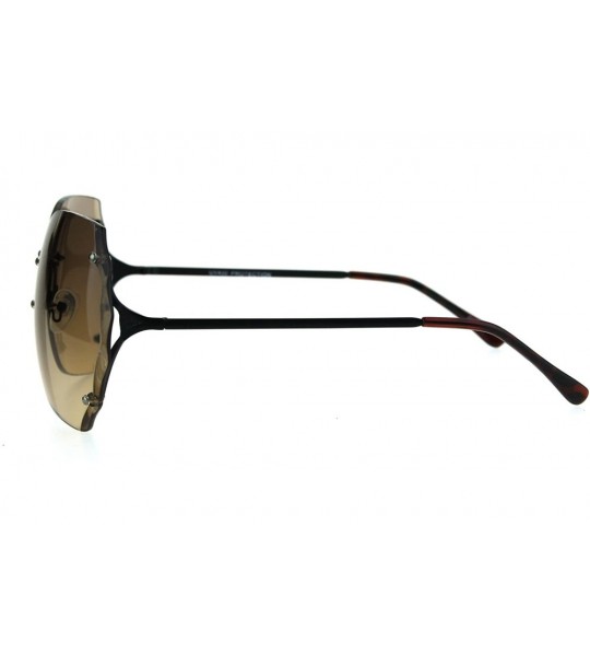 Butterfly Womens Rimless Oversize Butterfly Gradient Lens Fashion Sunglasses - Black Light Brown - CR1852ZYNE8 $22.83