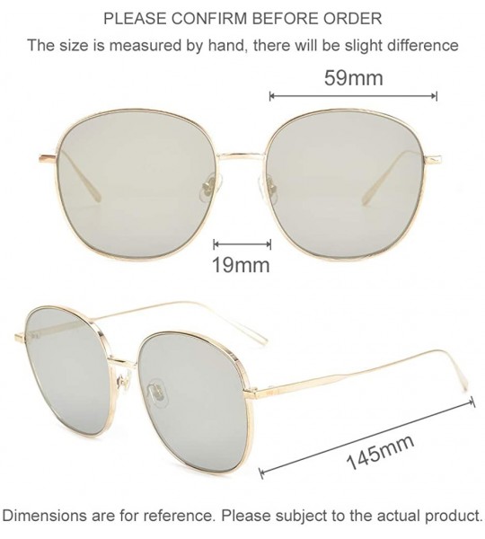 Oversized Polarized Sunglasses Men Women Geometric Square Oversized Vintage Metal Frame Retro Shade Glasses - UV400 - Sand - ...