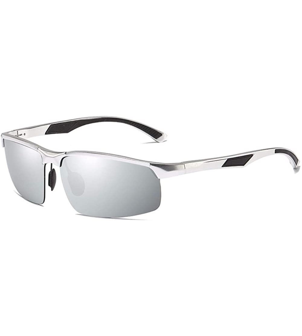 Aviator Men's Aluminum Magnesium Half Frame Sport Polarizing Sunglasses Brilliant Polarizing Driving Sunglasses - D - CG18QO3...