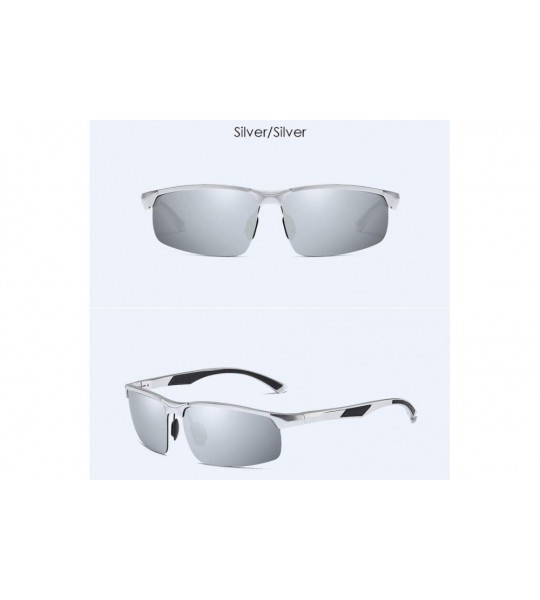 Aviator Men's Aluminum Magnesium Half Frame Sport Polarizing Sunglasses Brilliant Polarizing Driving Sunglasses - D - CG18QO3...