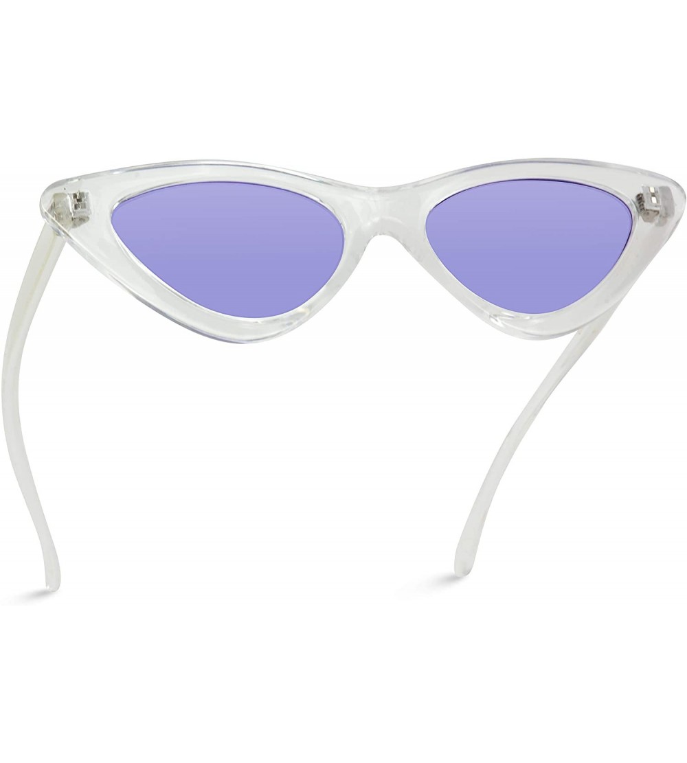 Cat Eye Retro Vintage Tinted Lens Cat Eye Sunglasses - Clear Frame / Tinted Purple Lens - CG189QRG2ER $21.19