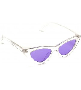 Cat Eye Retro Vintage Tinted Lens Cat Eye Sunglasses - Clear Frame / Tinted Purple Lens - CG189QRG2ER $21.19