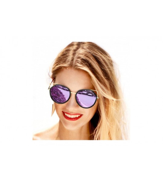 Aviator Oversized Cat Eyes Round Sunglasses for Women - Mirror Polarized Women Sunglasses 100% UV Protection - CV18UNTM606 $3...