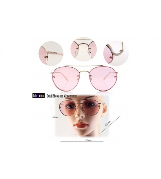 Aviator Hexagonal Round Color Tinted Mirrored Flat Lens Sunglasses A018 - Gold/ Partially Gold Mirrored - CN1868IQWZD $25.00