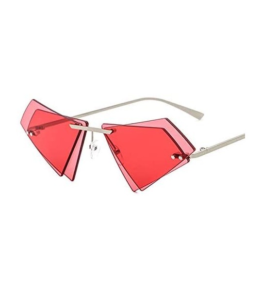 Goggle Unique Rimless Sunglasses Women Men Red Yellow Pink Sun Glasses Double Lens Shades - C5-sliver-clear - CE18Y8AMEOU $45.13