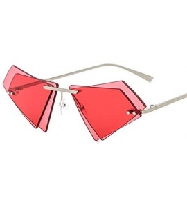 Goggle Unique Rimless Sunglasses Women Men Red Yellow Pink Sun Glasses Double Lens Shades - C5-sliver-clear - CE18Y8AMEOU $45.13