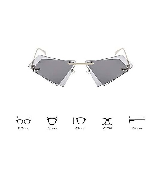 Goggle Unique Rimless Sunglasses Women Men Red Yellow Pink Sun Glasses Double Lens Shades - C5-sliver-clear - CE18Y8AMEOU $45.13