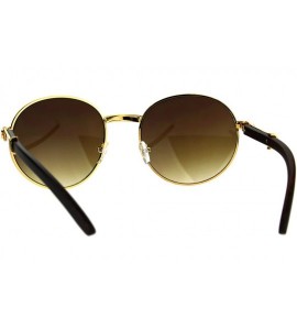 Round Retro Art Nouveau Vintage Style Small Oval Metal Frame Sunglasses - (Round) Yellow Gold - CN183OHCZEW $18.11