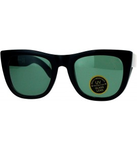 Square Impact Resistant Glass Lens Sunglasses Womens Fashion Square Frame - Black - CI1890AGALY $18.43