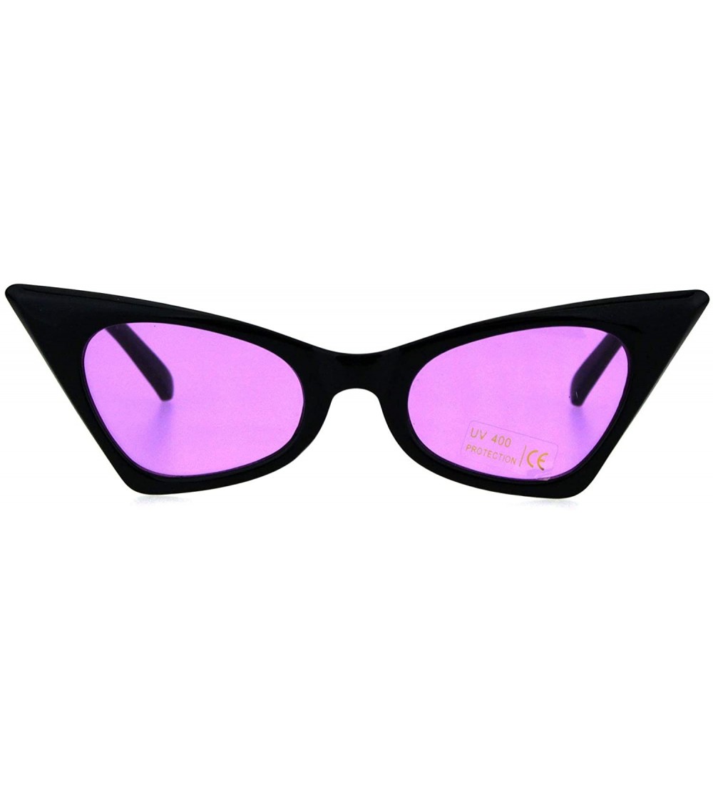 Rectangular Womens Hippie Color Lens Black Plastic Goth Cat Eye Sunglasses - Purple - C018H0RR30D $20.45
