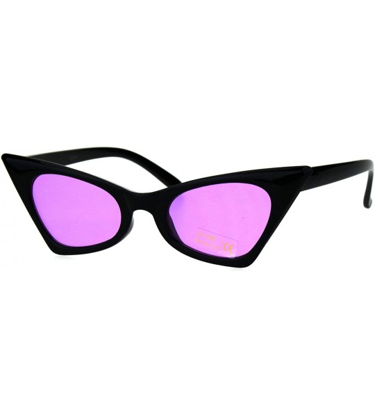 Rectangular Womens Hippie Color Lens Black Plastic Goth Cat Eye Sunglasses - Purple - C018H0RR30D $20.45