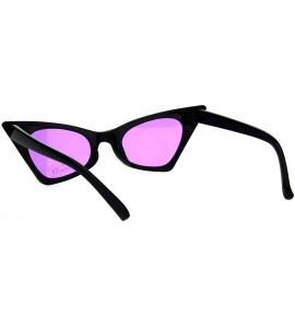 Rectangular Womens Hippie Color Lens Black Plastic Goth Cat Eye Sunglasses - Purple - C018H0RR30D $20.45