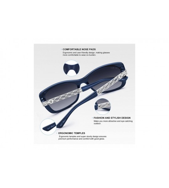 Square Polarized Sunglasses Protection Oversized - Rectangle Blue - CE18C3XEHYU $45.06