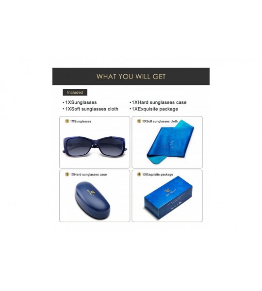 Square Polarized Sunglasses Protection Oversized - Rectangle Blue - CE18C3XEHYU $45.06