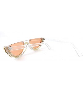 Round Fashion Round Half Frame UV protection Unisex Luxury Diamond Party Sunglasses - Red - C418U9UEIL9 $29.66