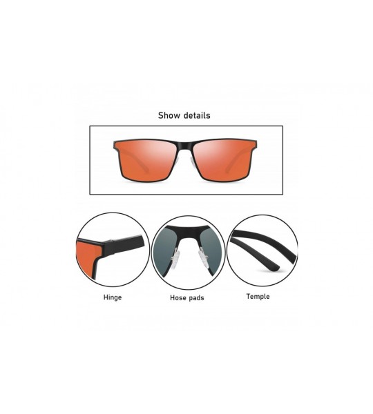 Rectangular Polarized Sunglasses Matte Finish Sun glasses Color Mirror Lens 100% UV Blocking - Orange1 - C9194CIL4S8 $42.19