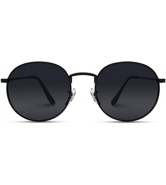 Oval Reflective Lens Round Trendy Sunglasses - Black - C618DSQ0UCW $43.28