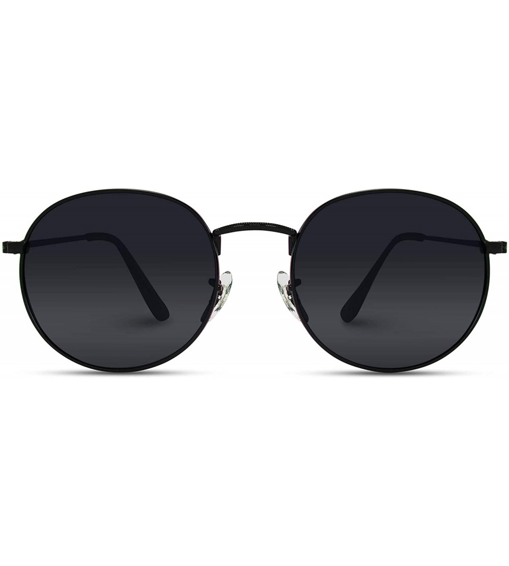 Oval Reflective Lens Round Trendy Sunglasses - Black - C618DSQ0UCW $43.28