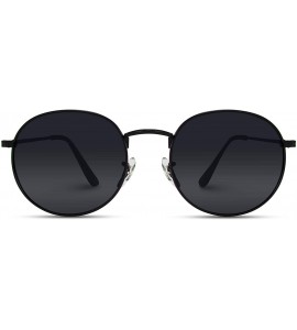 Oval Reflective Lens Round Trendy Sunglasses - Black - C618DSQ0UCW $43.28