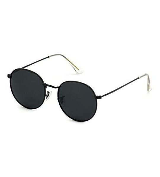 Oval Reflective Lens Round Trendy Sunglasses - Black - C618DSQ0UCW $43.28