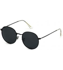 Oval Reflective Lens Round Trendy Sunglasses - Black - C618DSQ0UCW $43.28