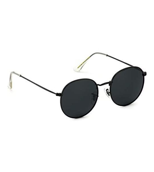 Oval Reflective Lens Round Trendy Sunglasses - Black - C618DSQ0UCW $43.28