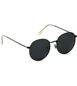 Oval Reflective Lens Round Trendy Sunglasses - Black - C618DSQ0UCW $43.28