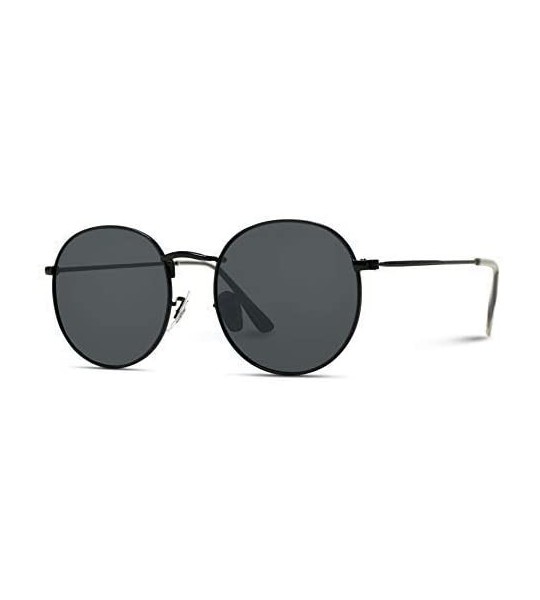 Oval Reflective Lens Round Trendy Sunglasses - Black - C618DSQ0UCW $43.28