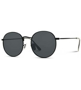 Oval Reflective Lens Round Trendy Sunglasses - Black - C618DSQ0UCW $43.28