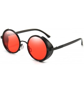 Goggle Steampunk Vintage Retro Round Sunglasses Metal Circle Frame - Red Lens+black Frame - C018ZGY8Z26 $28.99