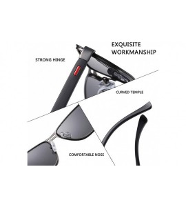 Rimless Man Outdoor Sunglasses-Polarized Square Driving Shade Glasses-Fashion Eyewear - E - CU190ED93S6 $60.63