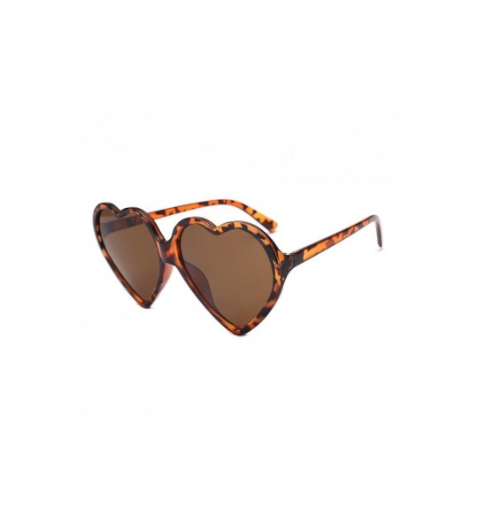 Oversized Women Fashion Oversized Heart Shaped Retro Sunglasses Cute Eyewear (Brown) - Brown - CP18G3I8NTW $16.78