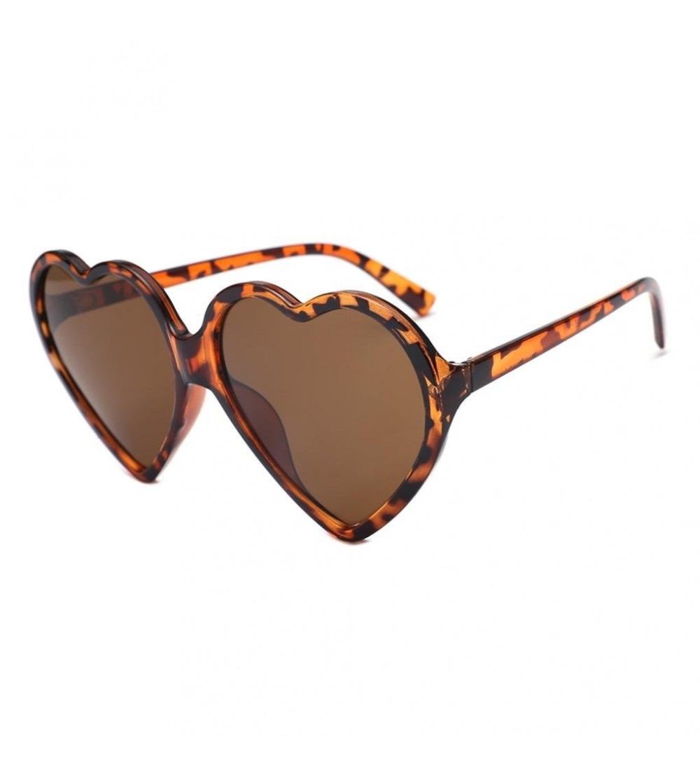 Oversized Women Fashion Oversized Heart Shaped Retro Sunglasses Cute Eyewear (Brown) - Brown - CP18G3I8NTW $16.78