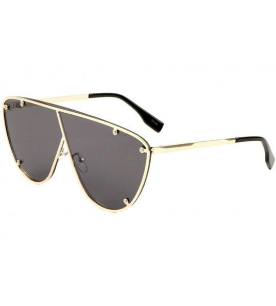 Oversized Luxury XL Oversized Retro Shield Aviator Sunglasses - Gold & Black Frame - CM18WKKRH38 $18.92