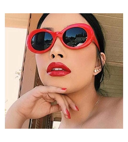 Oval Womens Fashion Sunglasses Lightweight Sunglasses with Oval Lens PC Sunglasses for Girls - White Frame Yellow Lens - CV18...