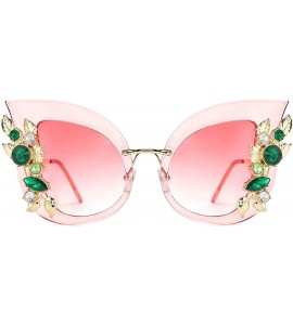 Butterfly Womens Oversized Cat Eye Jeweled Sunglasses Stylish Bedazzled Rhinestone Sun Glasses - 02-pink - CX187IEQ2DU $31.12