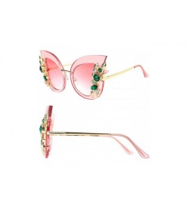 Butterfly Womens Oversized Cat Eye Jeweled Sunglasses Stylish Bedazzled Rhinestone Sun Glasses - 02-pink - CX187IEQ2DU $31.12