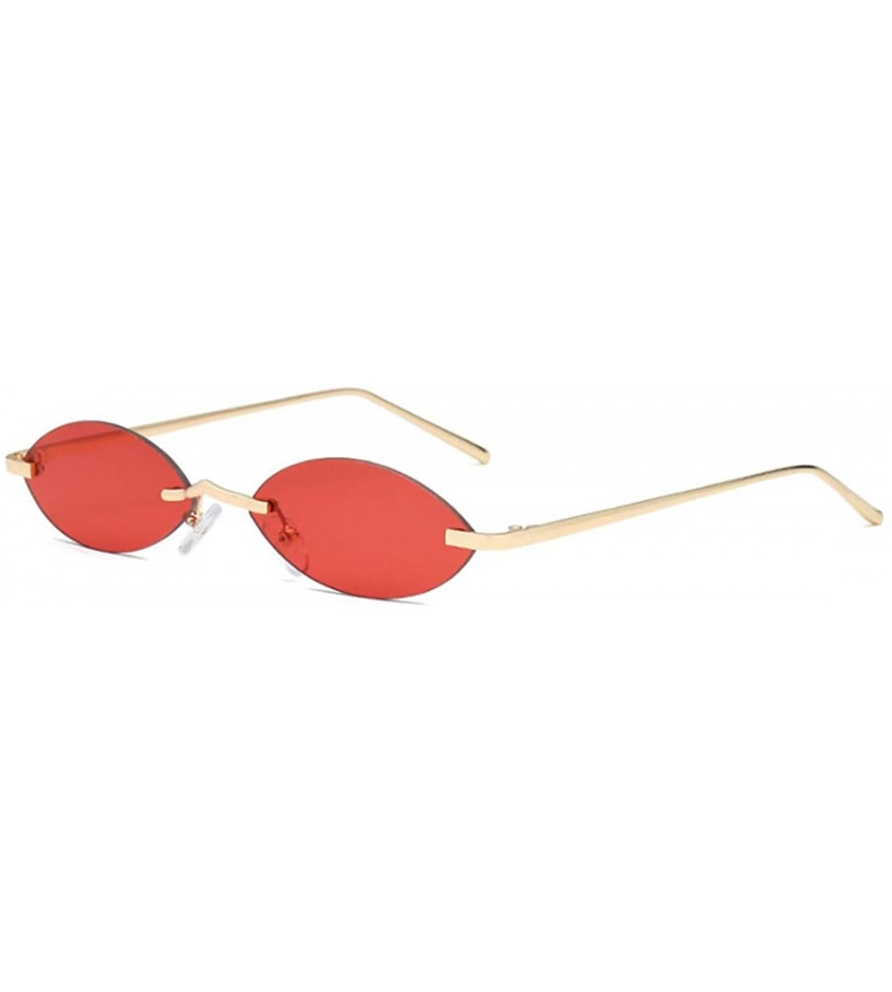Round Unisex Fashion Metal Frame Oval Candy Colors small Sunglasses UV400 - Red - C918N783C3M $19.38