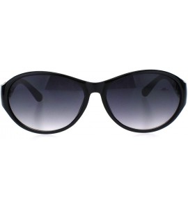 Oval Womens Luxury Oval Round Plastic Designer Fashion Sunglasses - Black Smoke - CQ18Q79IITT $18.22