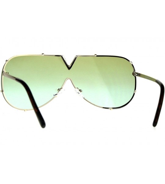 Aviator Oceanic Gradient Color Lens Shield Racer Oversize Pilots Sunglasses - Gold Brown Green - CJ18849CRNZ $22.65