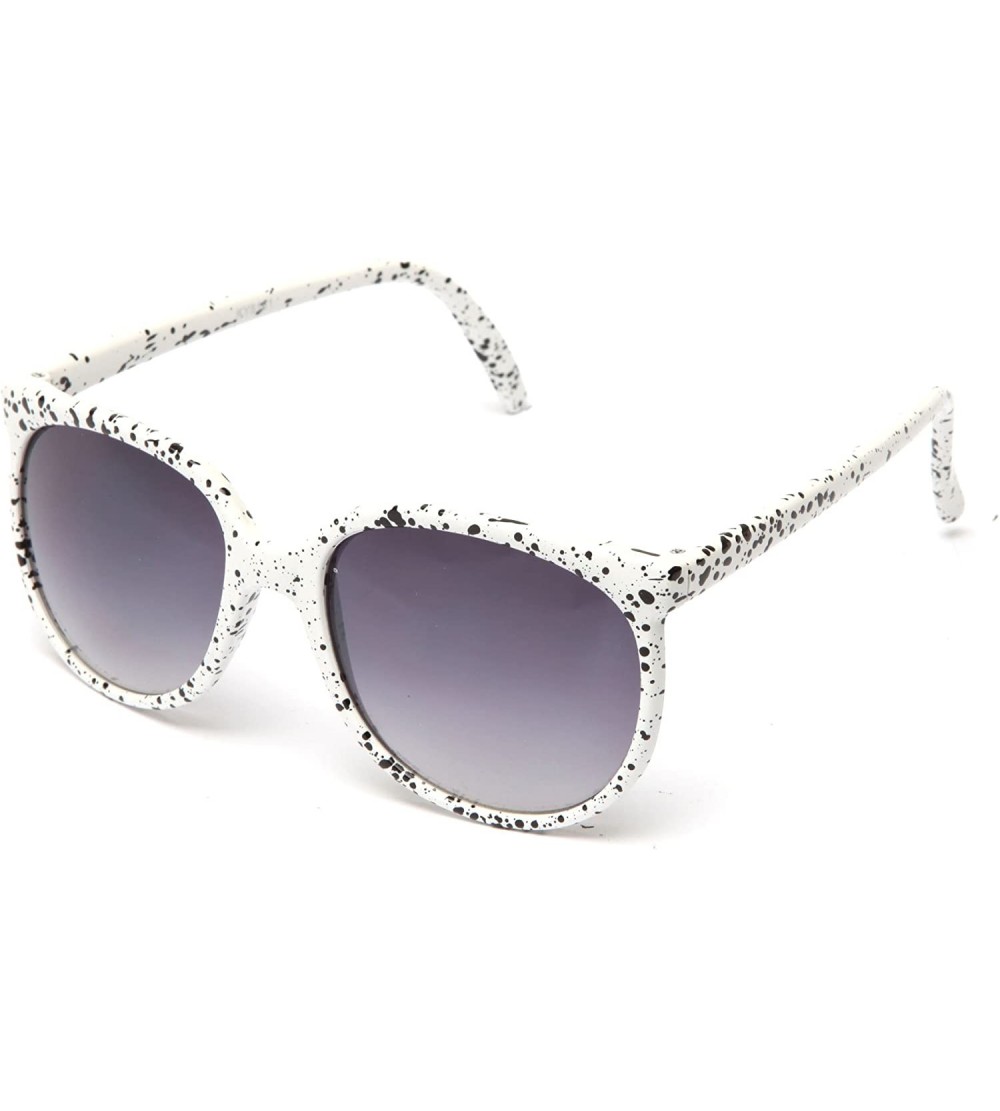 Round Women's Speckled Design Round Slim Temple Sunglasses - White - CK119E6ZX3R $17.56