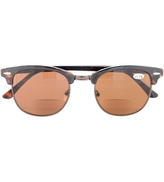 Round Mens Womens Semi-Rimless Bifocal Sunglasses - Brown - C3180N78A6G $18.27