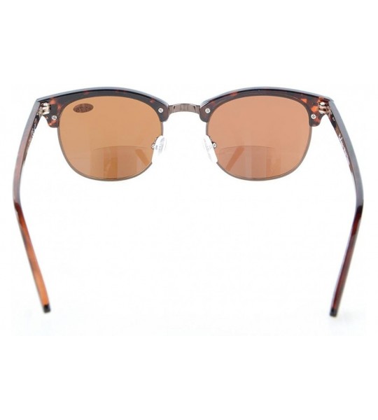 Round Mens Womens Semi-Rimless Bifocal Sunglasses - Brown - C3180N78A6G $18.27