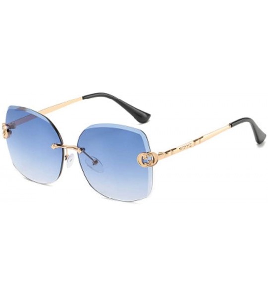 Sport Frameless Sunglasses Women's Metallic Ocean Cut Edged Sunglasses - 4 - CO19086WIC7 $62.77