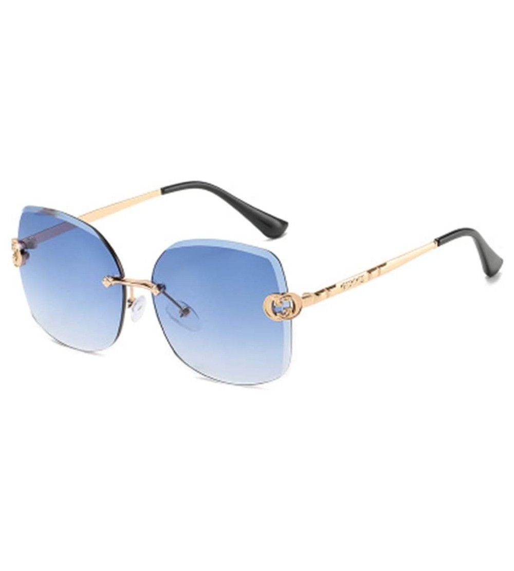 Sport Frameless Sunglasses Women's Metallic Ocean Cut Edged Sunglasses - 4 - CO19086WIC7 $62.77