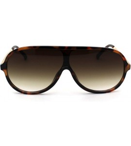 Oversized Retro Mobster Plastic Racer Shield Luxury Fashion Sunglasses - Tortoise Gold Brown - CW190QUMZ54 $26.04