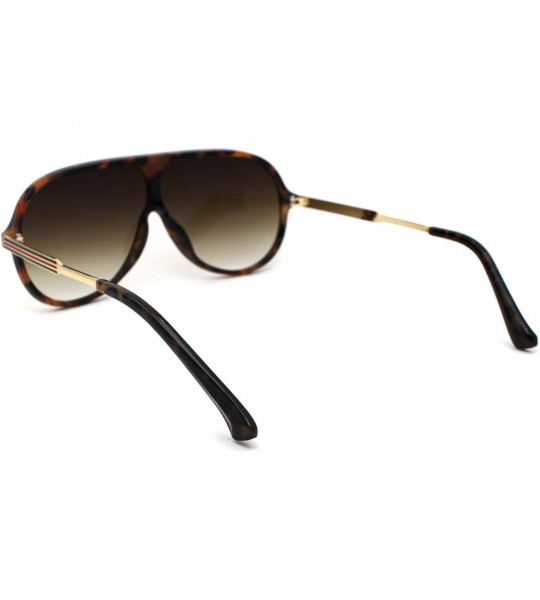 Oversized Retro Mobster Plastic Racer Shield Luxury Fashion Sunglasses - Tortoise Gold Brown - CW190QUMZ54 $26.04